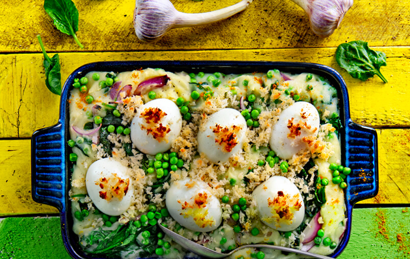 Thumbnail video Spinazie-erwtenschotel met kerrie en ei