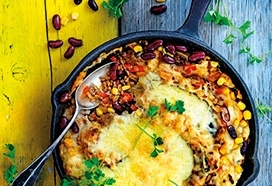 Pureegratin met tacogehakt en bonen