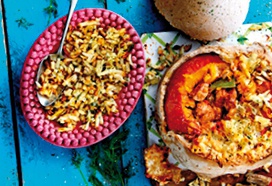 Pompoen gevuld met Spaanse kip