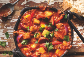 Pompoenstoof met aardappeldobbelsteentjes