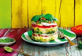 Caprese-torentje met puree