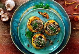 Truffelgratins met duxelles van paddenstoel
