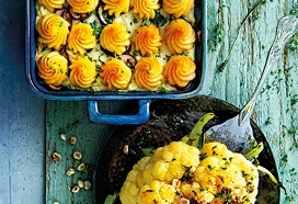 Geroosterde bloemkool met duchesse-champignonpuree