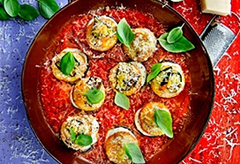 Torentjes van gegrilde groenten en rösti rondjes