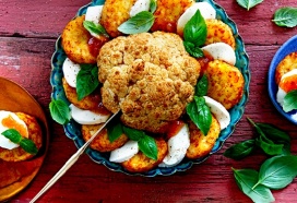 Bloemkool met rösti, mozzarella en mangochutney