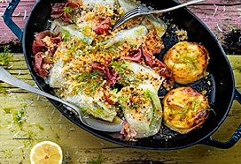 Gegratineerde venkel met gratins