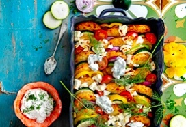 Groenteschotel met röstirondjes en feta