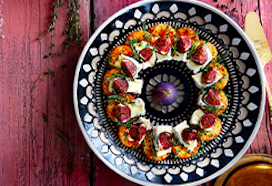 Rösticroutons met camembert en geroosterde balsamicovijgen