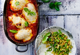 Kip parmigiana met pestorösti