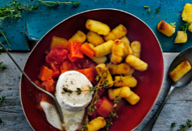 Pompoenstoof met aardappel kroketjes