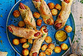 Wienerli in deeg met mini-rösti