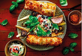 Varkenshaas in bladerdeeg met mediterrane puree