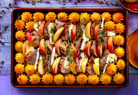 Varkenshaas met appel, brie en Pom’ Duchesse