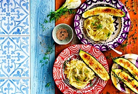 Geroosterde courgette met kruiden-zoutrub en venkelpuree