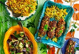 Keftaspiesen met gepofte auberginesalade en kruidenrösti