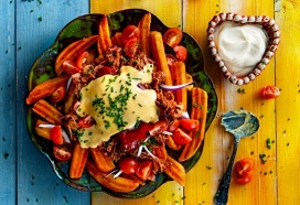 BBQ Pulled Chicken loaded fries