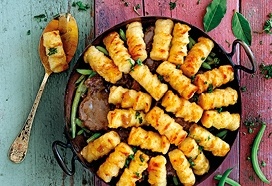 Laurierstoof met sperziebonen en aardappelkroketdakje